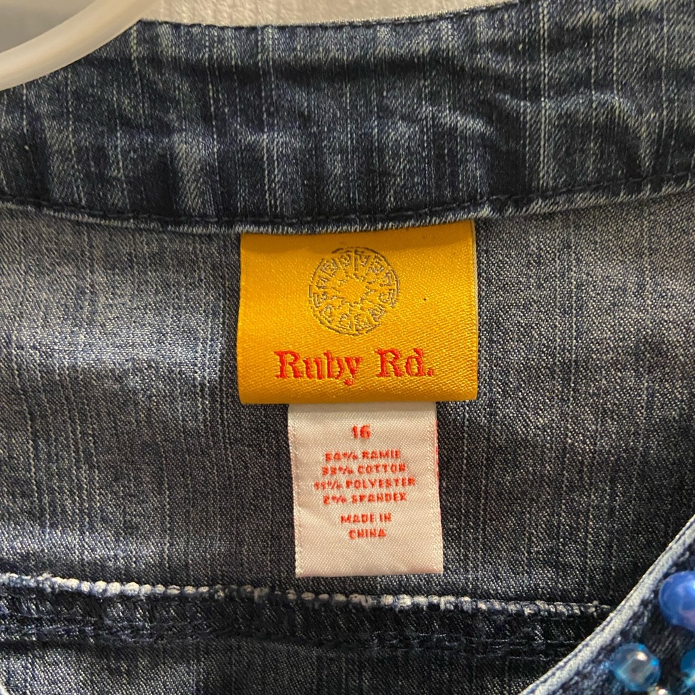 Ruby Rd. Blue Beaded Denim Jacket - Picture 3 of 3